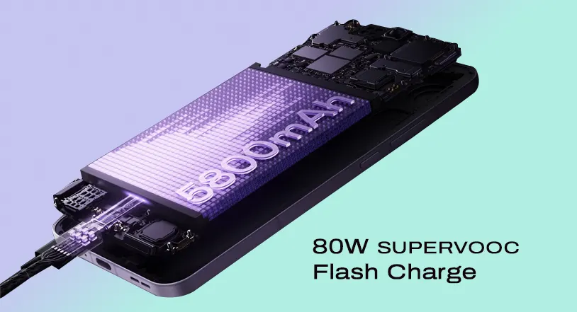 Oppo Reno 13 Pro has a massive 5800mAh battery that ensures you stay powered off throughout the day.