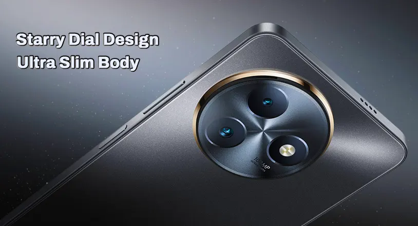 Itel S24 features a sleek and stylish design with a slim 8.3mm body, lightweight build, and premium finish, offering a comfortable grip and modern aesthetics.