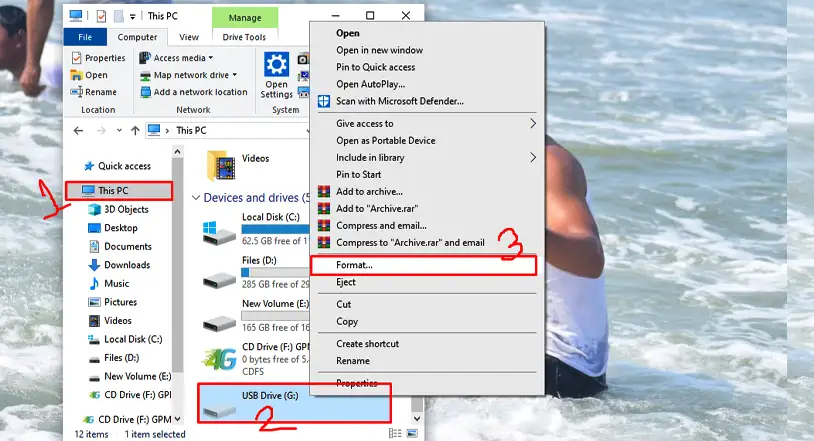 USB drive formatting process to remove all virus. 